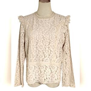 Express Blush Lace Lined High Neck Regal Blouse Top